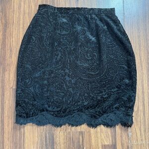 Vintage 90s Liz Claiborne Night Velvet And Lace Black Mini Skirt Size 10